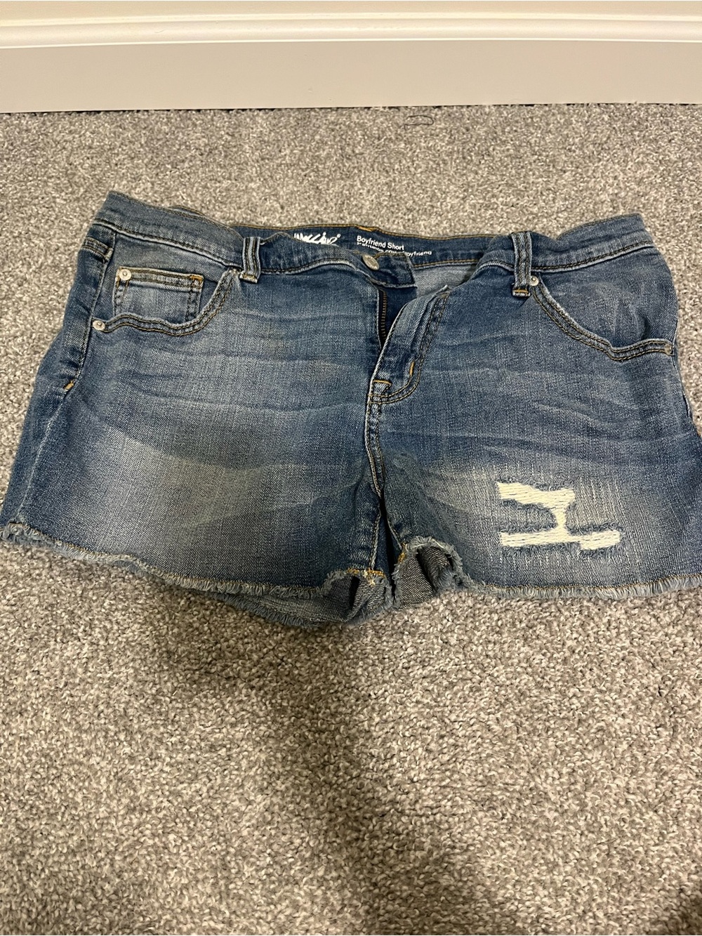 Mossimo Supply Co. Faded Blue Ripped Denim Shorts